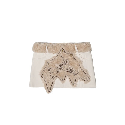 original embroidered furry skirt