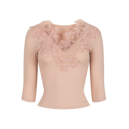 Lace Floral V-Neck Top