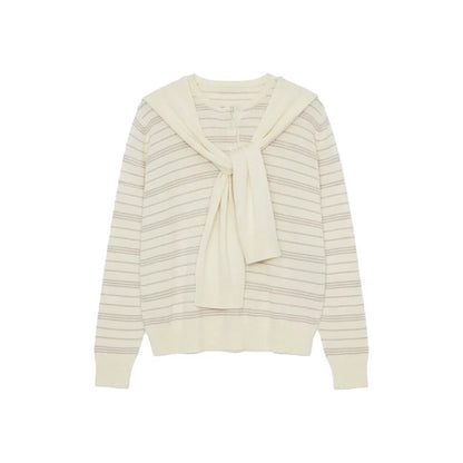 Striped Knit Shawl Sweater