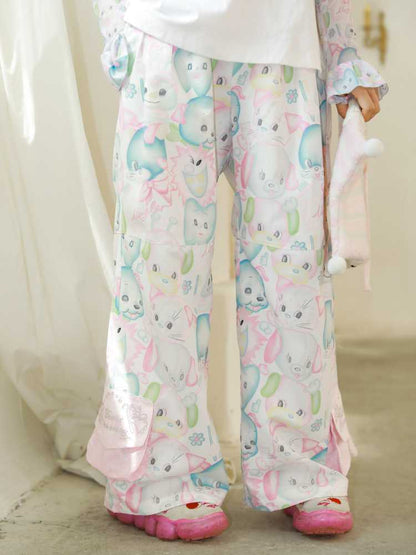 Printed wide leg pants