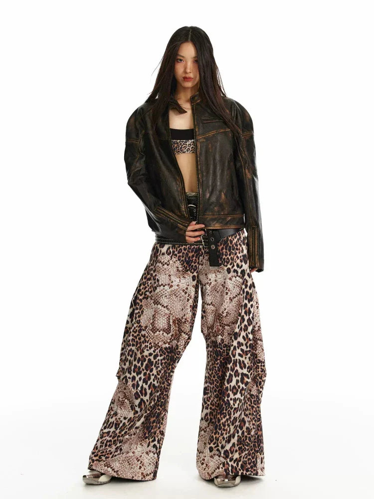 Leopard print slim pants