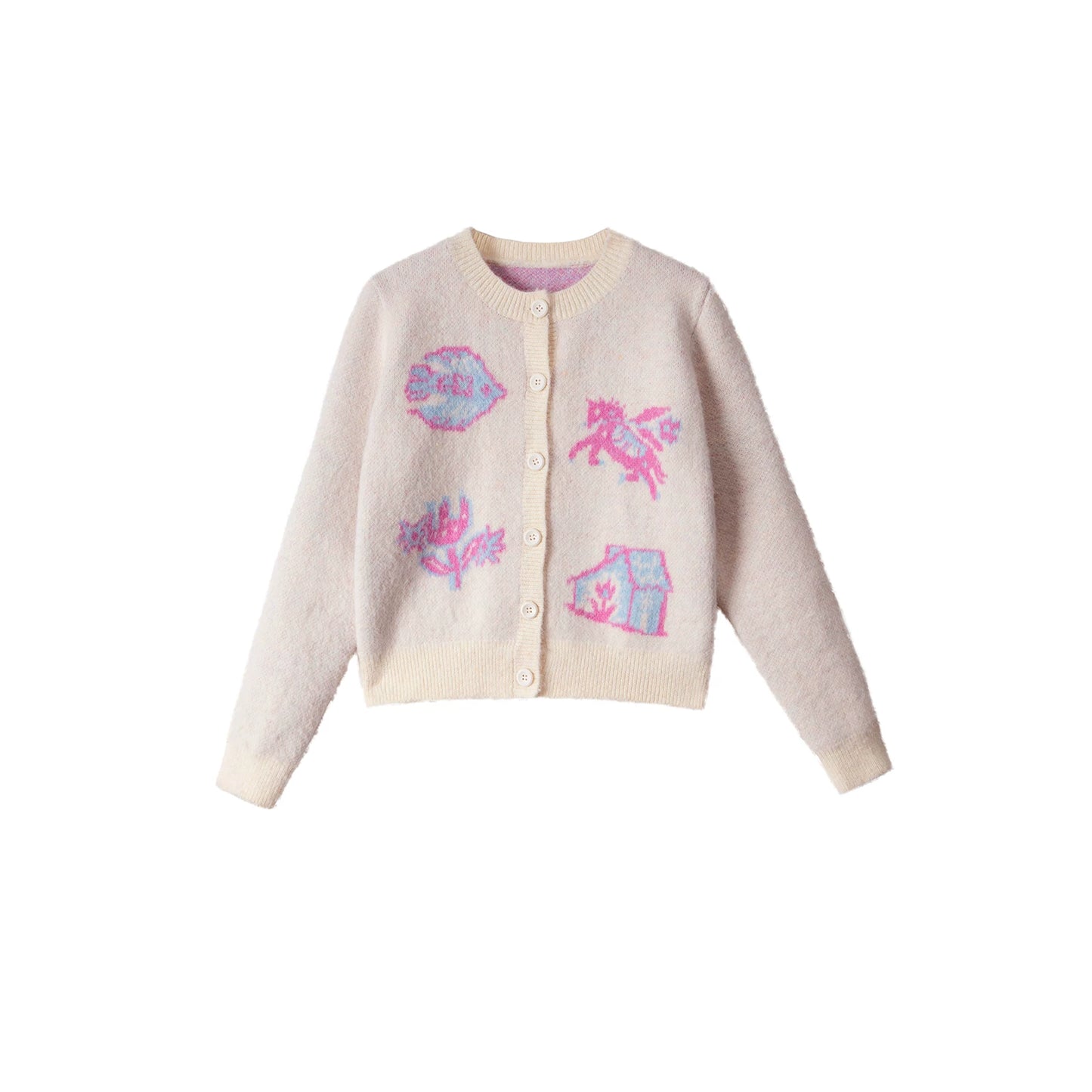 Color-Blocked Wool Blend Cardigan