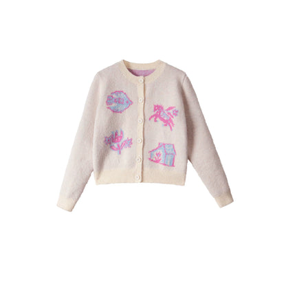 Color-Blocked Wool Blend Cardigan