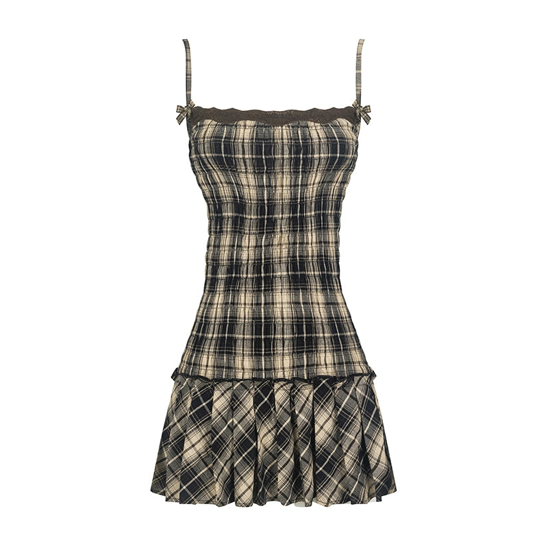 Sweetheart Checkered Slip Dress