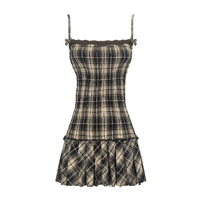 Sweetheart Checkered Slip Dress