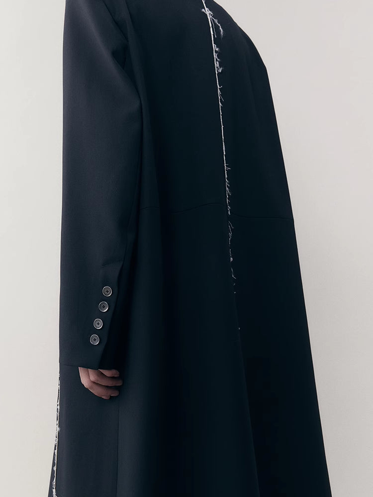 Loose hooded long blazer