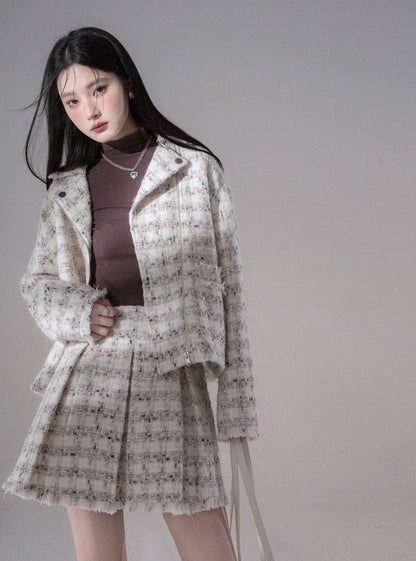 Small fragrant coat with skirt set