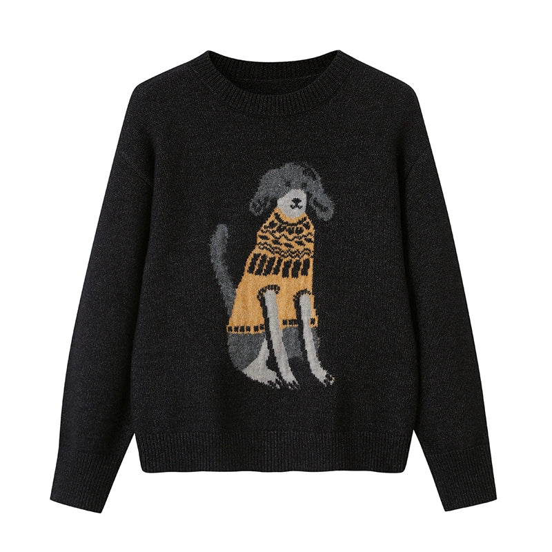 Round Neck Loose Fit Dog Pullover Sweater