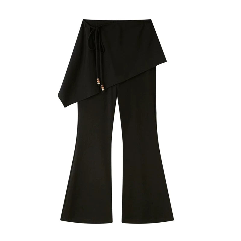 Patchwork Irregular Flared Pants