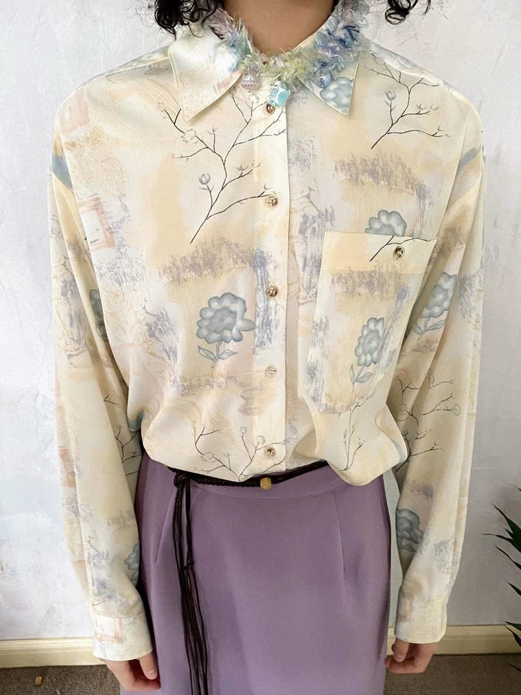 Paint print loose shirt