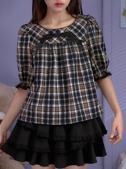 Fighting Spirit Brown Plaid Top