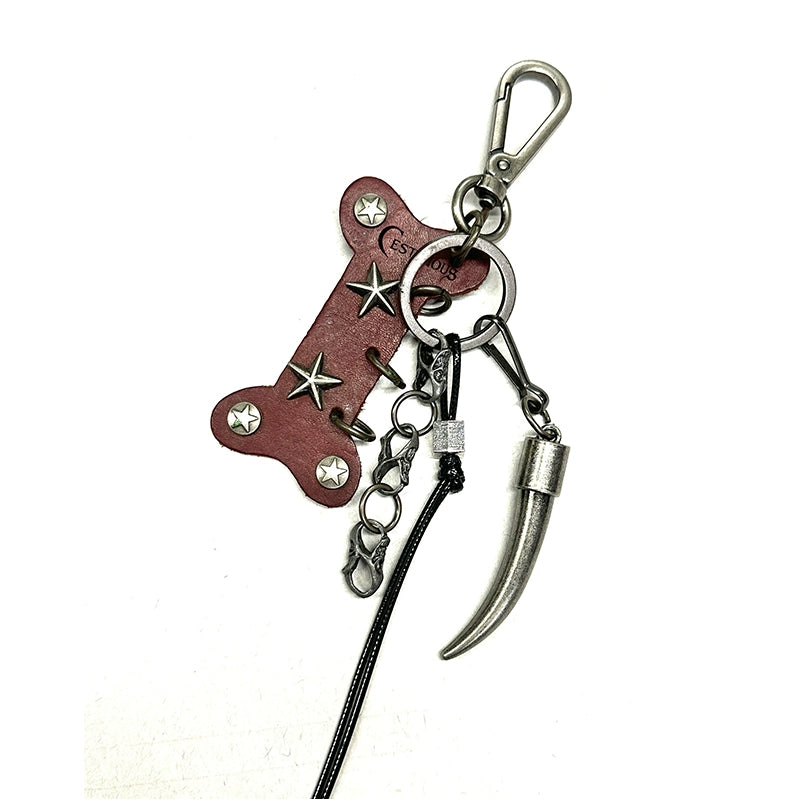 Bone Design Leather Keychain