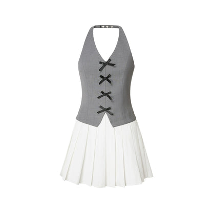 Gray A-Line Halter Dress