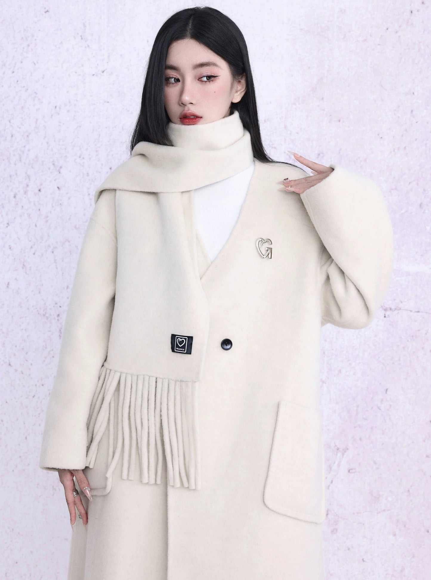 Wool handmade double-sided Coat (free scarf)