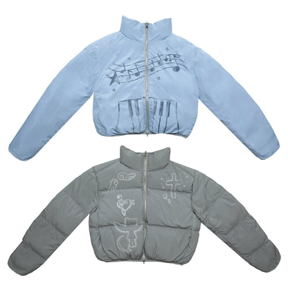 Dreamcore Blue Gray Reversible Padded Jacket