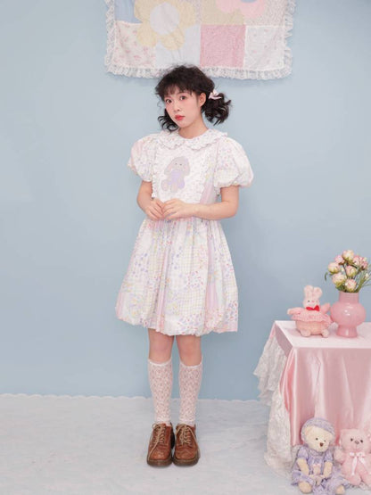 Bunny patchwork collar dress