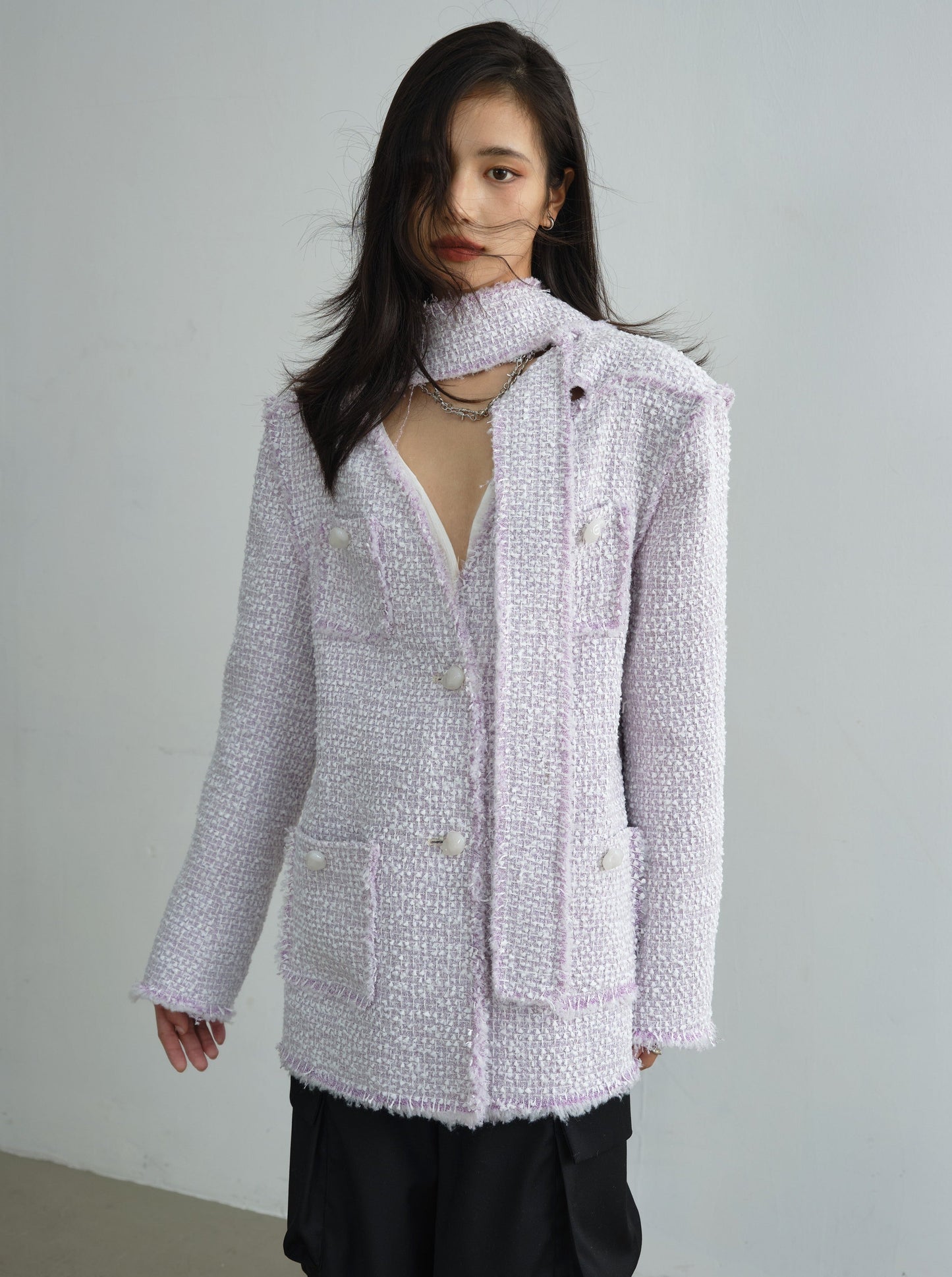 pink and purple small fragrance plus cotton jacket