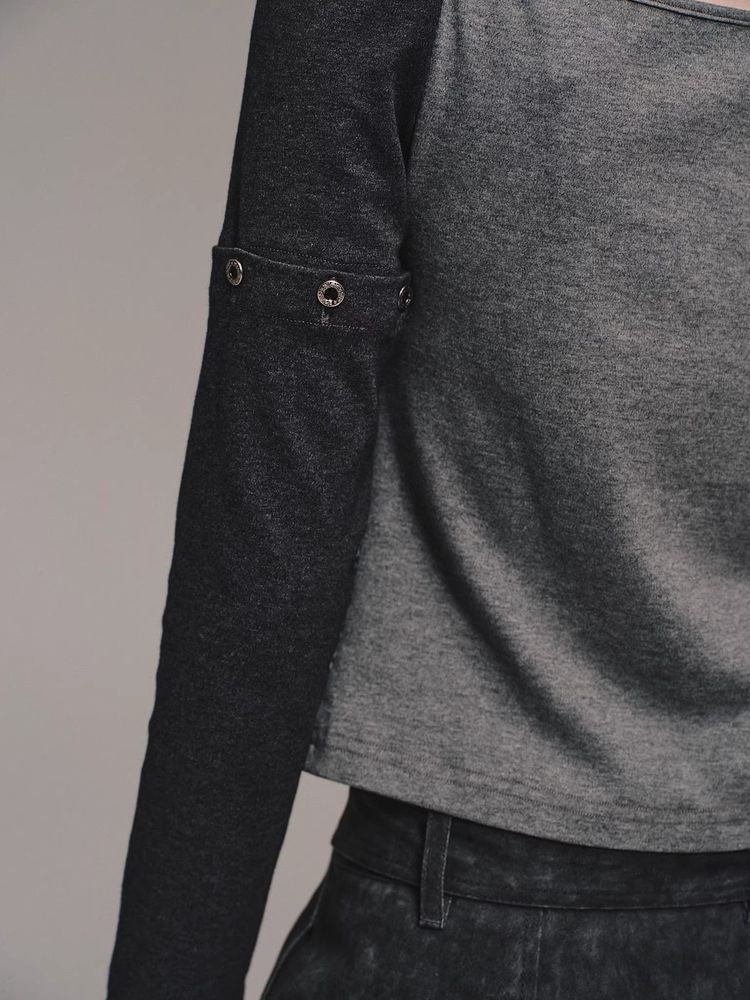 Detachable long sleeve cotton T-shirt