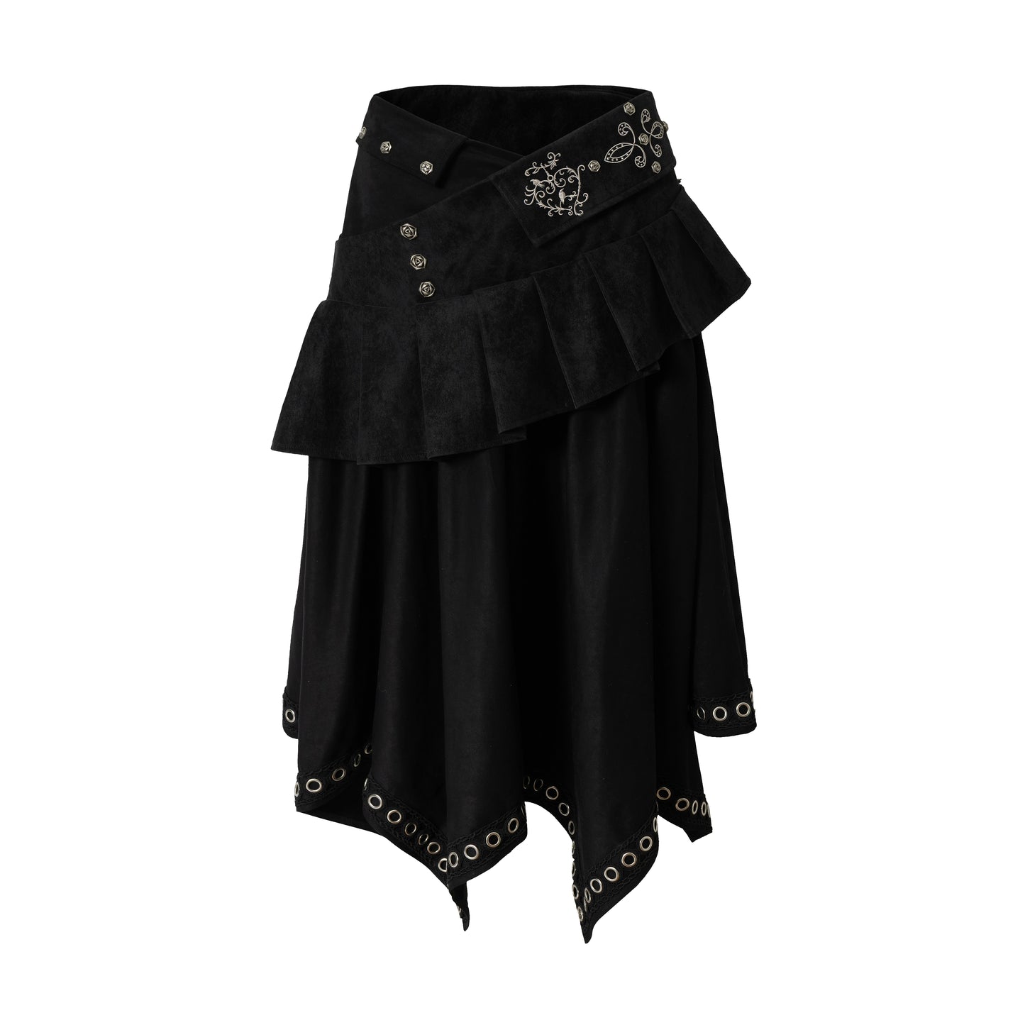 Dark Punk Patchwork Midi Skirt