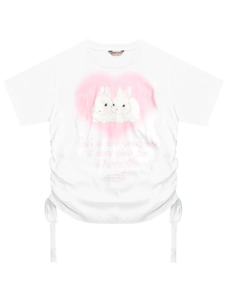 Loose Love Rabbit Print Short Sleeve T-Shirt