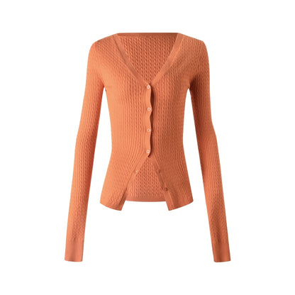 Vintage Sunset Orange Knit Cardigan