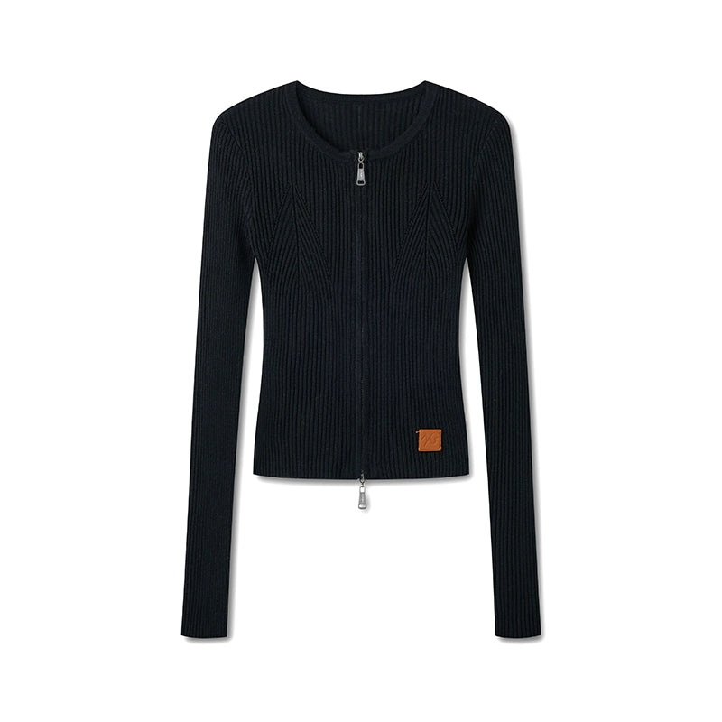 Wool Cropped Crew Neck Cardigan