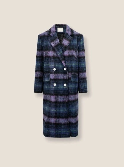 Violet Long Cropped Wool Coat Jacket