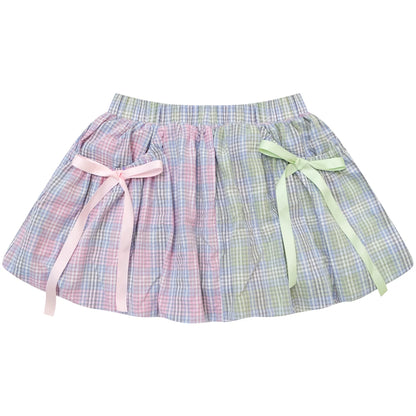 Rainbow Candy Plaid Skirt