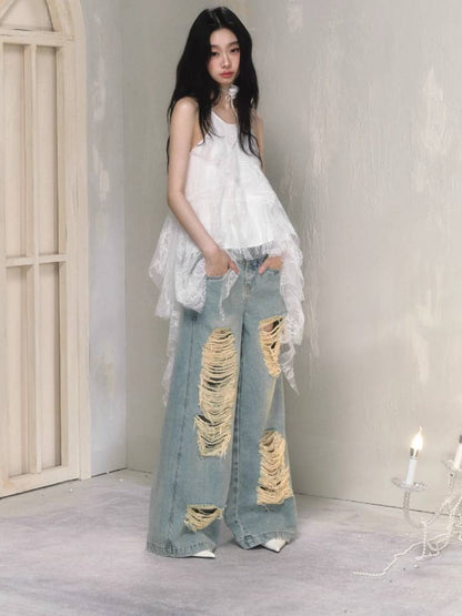 Wide leg high waist jeans