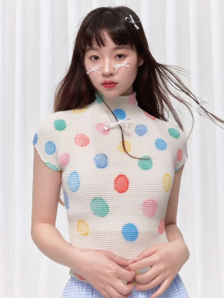 Colorful polka dot T-shirt