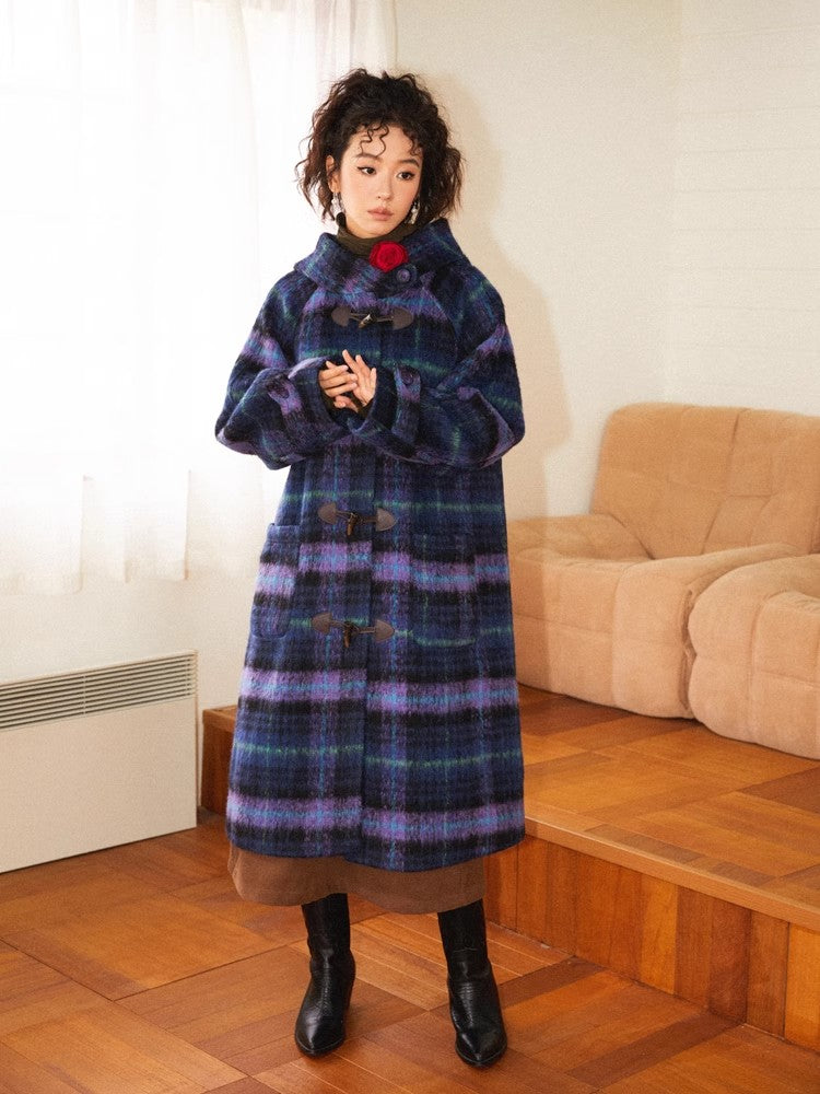 Plaid long coat