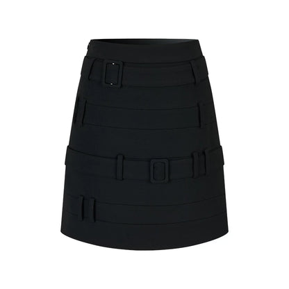 Faux Belt A-Line Skirt