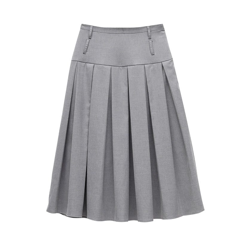 College Style Long Pleated Skirt