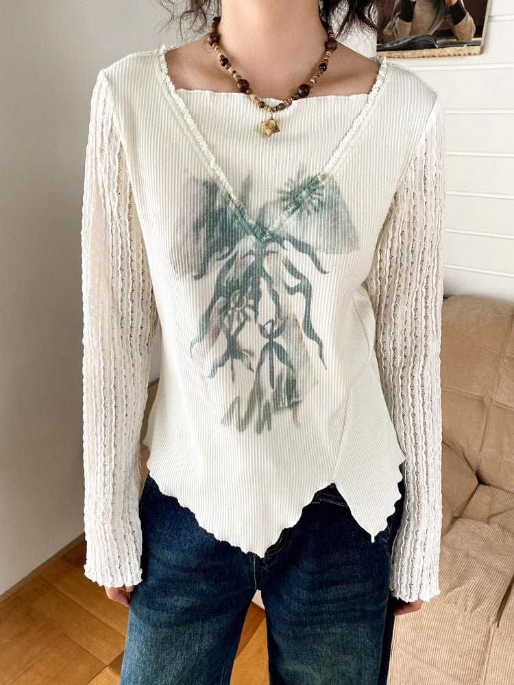 Printed white T-shirt