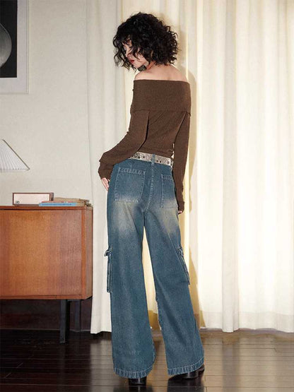 Low waist wide leg jeans