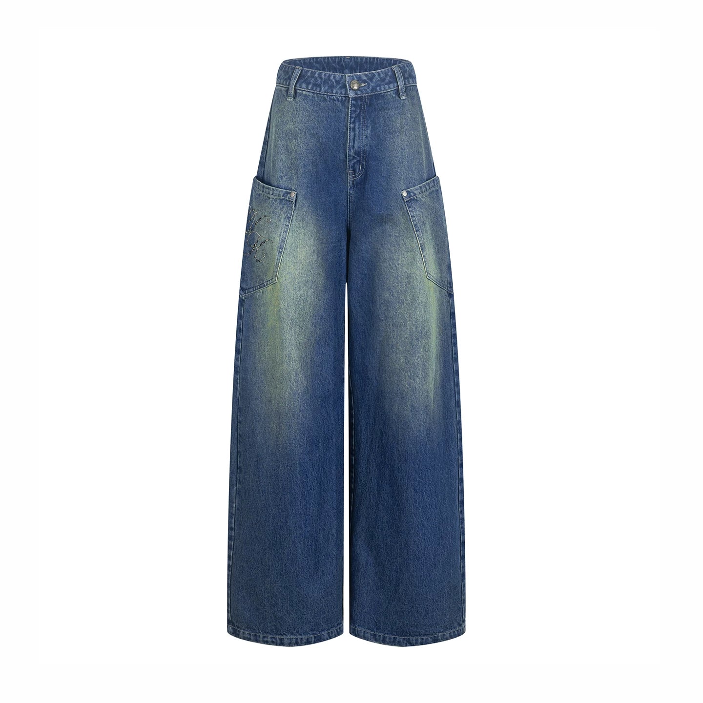 Rhinestone Retro Wide-Leg Jeans