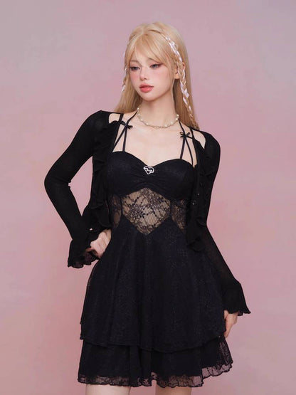 See-through suspender dress