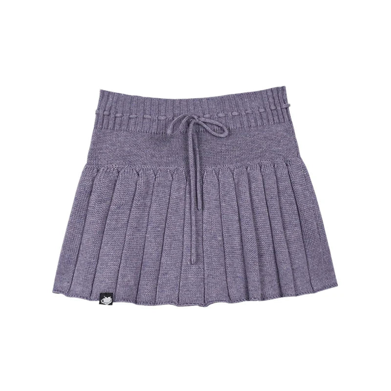 Gray & Purple Lamb Fleece Skirt Set-Up