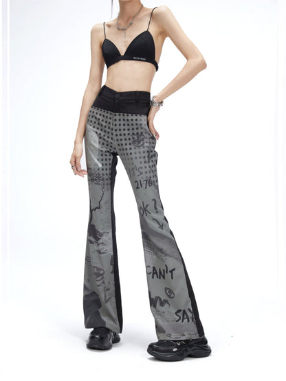 High waist slim flare pants