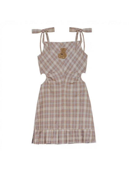 Plaid waist slim dress