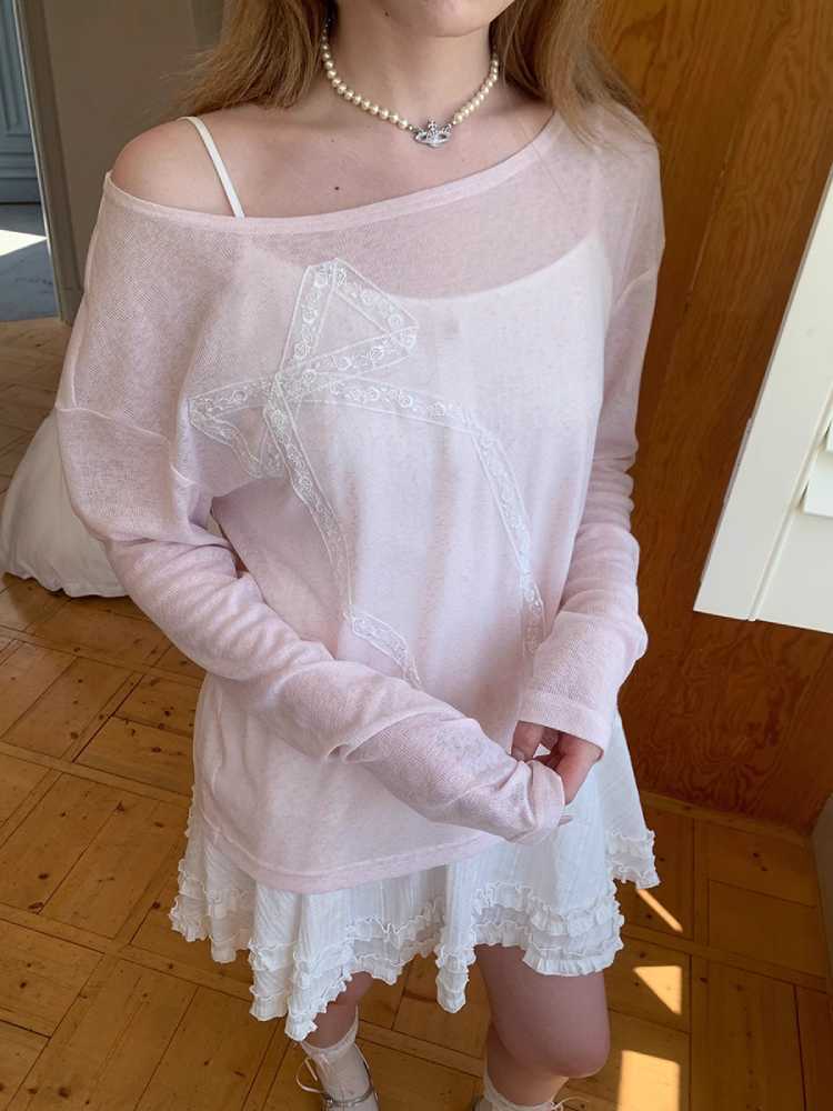 See-through long sleeve top