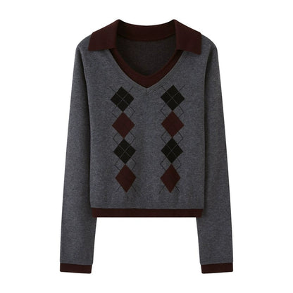 Slim V-Neck Warm Knitted Top