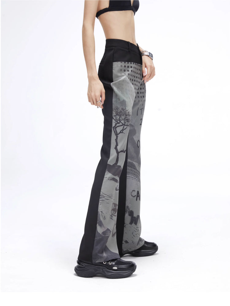 High waist slim flare pants