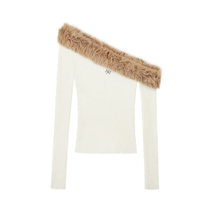 Fur Collar Knit Sweater
