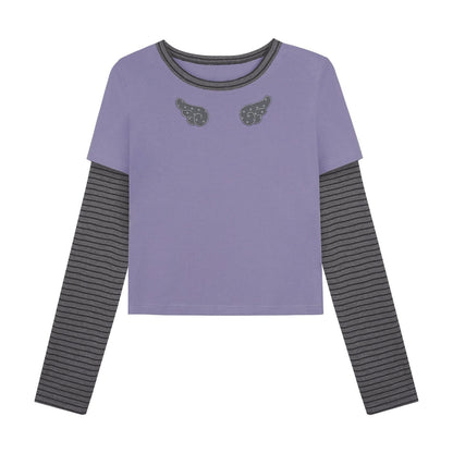 Striped Fake Two-Piece Top