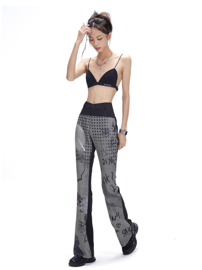 High waist slim flare pants