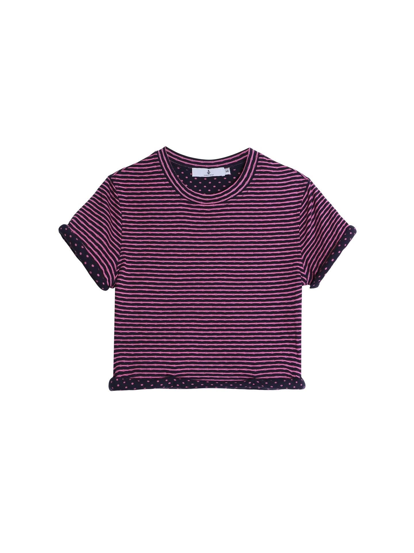 Vintage Striped Rolled Hem Short-Sleeve Top