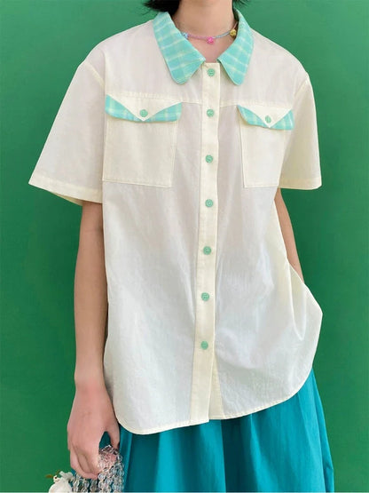 Retro loose short sleeve shirt