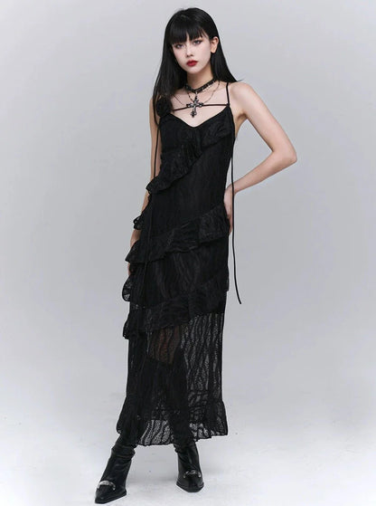 Luxury Sense Black Slip Dress