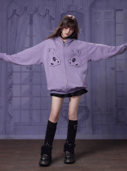 sweet purple bear sweats jacket